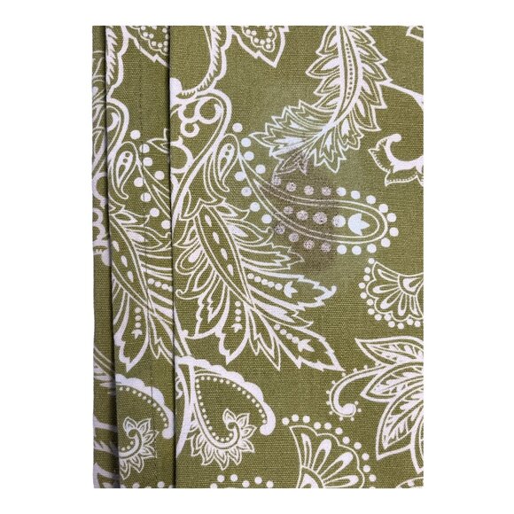 Ridgefield Home 100% Cotton Curtain Panels – Green & White Paisley Print – 80” x - Picture 2 of 9